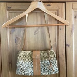 Sperry woven clutch with leather strap